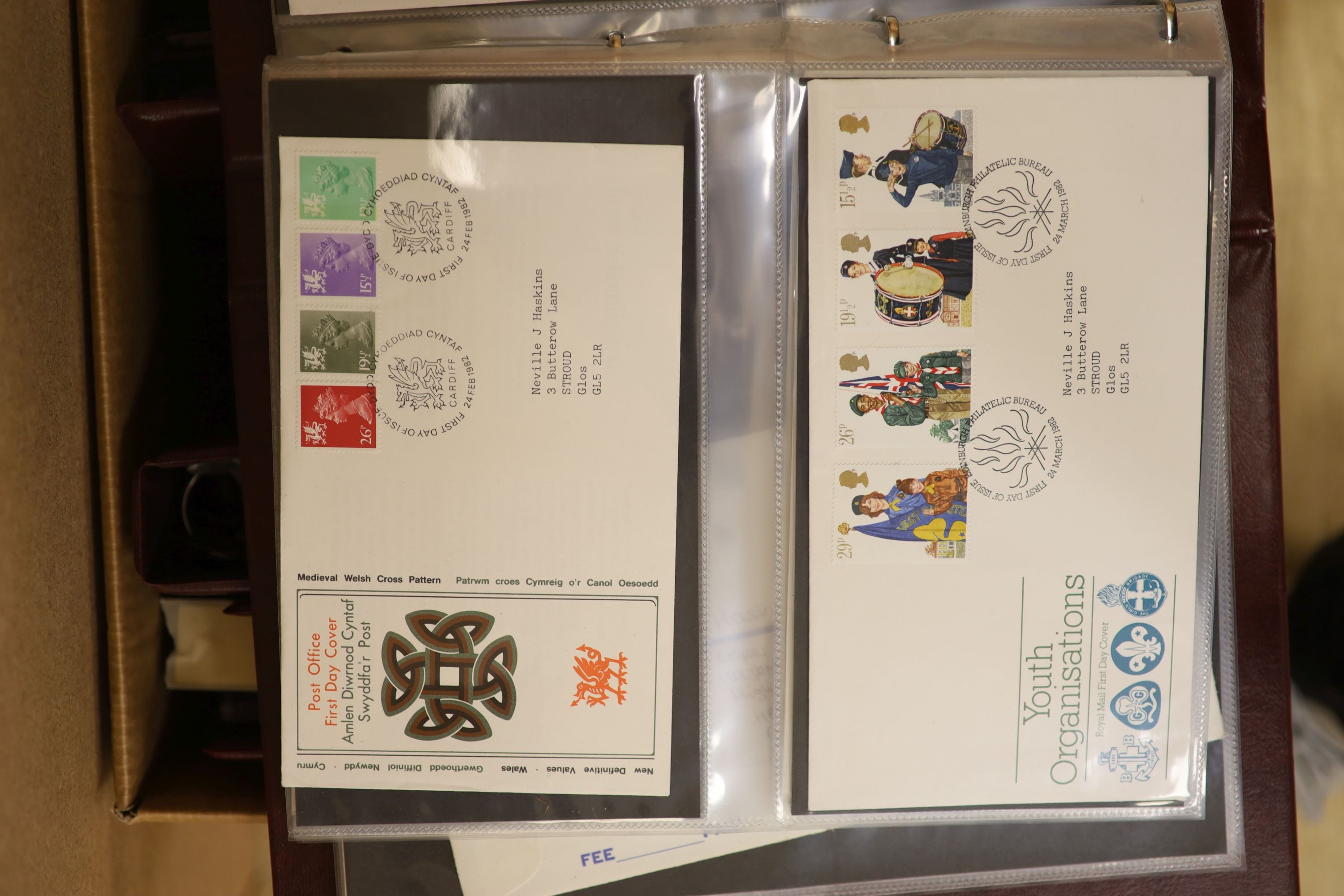 Great Britain first day covers in 11 albums from 1960s – 2008, including many coin covers, in two boxes